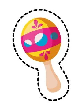 Patch of maraca instrument mexican isolated icon Stock Illustration