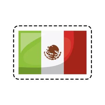 Patch of mexico country flag isolated icon Illustrazione stock