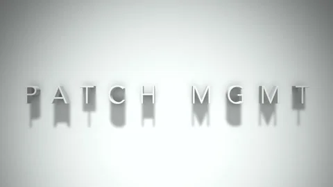 Patch mgmt 3D title animation with shadows on a white background Stock Footage 297458193