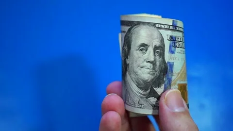 Patch of money dollar in hand Stock Footage 255731054