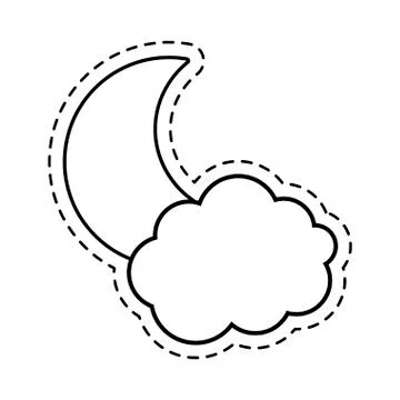Patch of moon with cloud applique Illustrazione stock