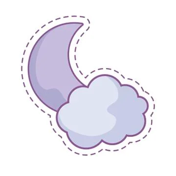 Patch of moon with cloud applique Stock Illustration