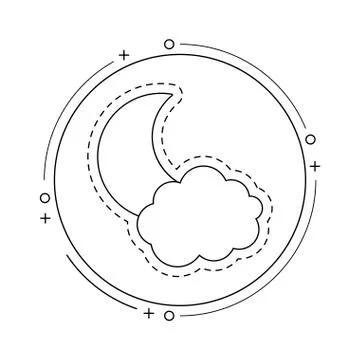 Patch of moon with cloud in frame circular イラスト素材
