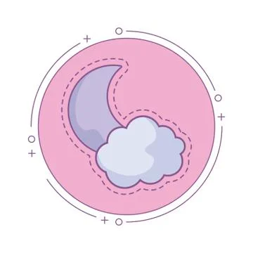 Patch of moon with cloud in frame circular イラスト素材