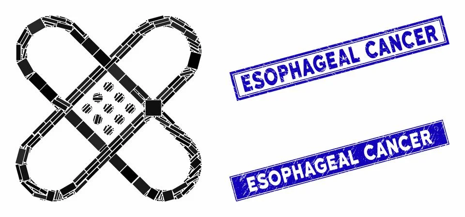 Patch Mosaic and Grunge Rectangle Stamp Seals Stock Illustration