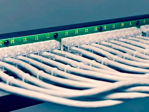 Patch panel of the 6th category Stock-Fotos