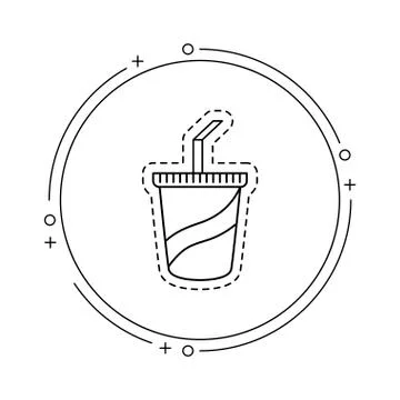 Patch with plastic bottle drink in frame circular Stock Illustration