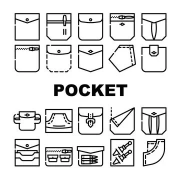 Patch Pocket Clothes Collection Icons Set Vector Illustrazione stock