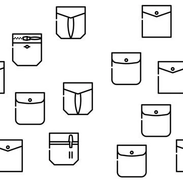 Patch Pocket Clothes Vector Seamless Pattern Stock Illustration