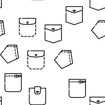 Patch Pocket Clothes Vector Seamless Pattern Stock Illustration