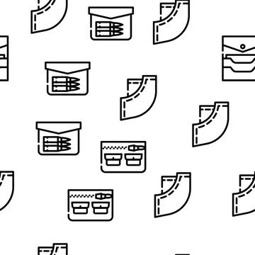 Patch Pocket Clothes Vector Seamless Pattern Stock Illustration