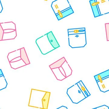 Patch Pocket Clothes Vector Seamless Pattern Stock Illustration