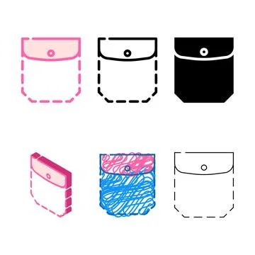 Patch pocket edition with welt top and flap color icon vector 스톡 일러스트