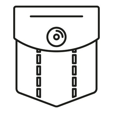 Patch pocket flat outline line vector icon 스톡 일러스트