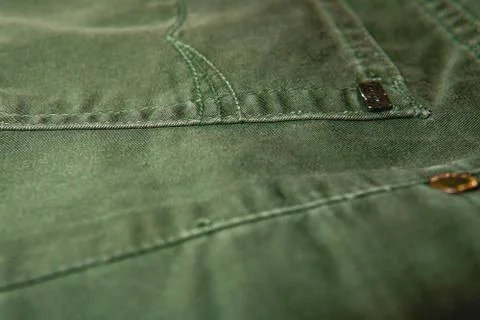 Patch pocket of green jeans 스톡 사진