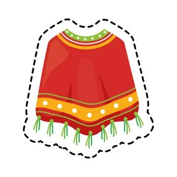 Patch of poncho clothes mexican isolated icon Illustrazione stock