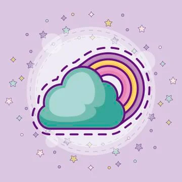 Patch with rainbow and cloud Stock Illustration
