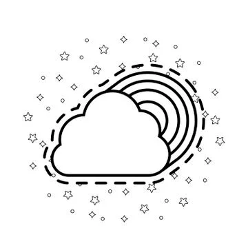 Patch with rainbow and cloud Stock Illustration
