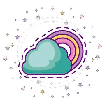 Patch with rainbow and cloud Stock Illustration