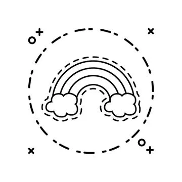 Patch with rainbow and clouds Stock Illustration