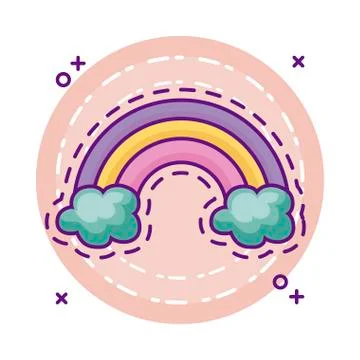 Patch with rainbow and clouds Stock Illustration