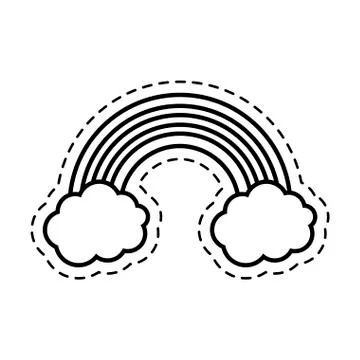 Patch with rainbow and clouds Stock Illustration