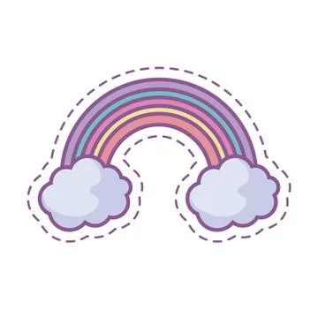 Patch with rainbow and clouds Stock Illustration