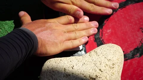 Patch repair kit with glue for inflatable boats, SUP, raft. Man repair Stock Footage 260793349