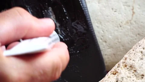 Patch repair kit with glue for inflatable boats, SUP, raft. Man repair 스톡 동영상 261949092