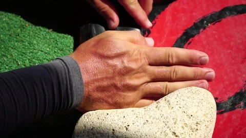 Patch repair kit with glue for inflatable boats, SUP, raft. Man repair 스톡 동영상 283540517