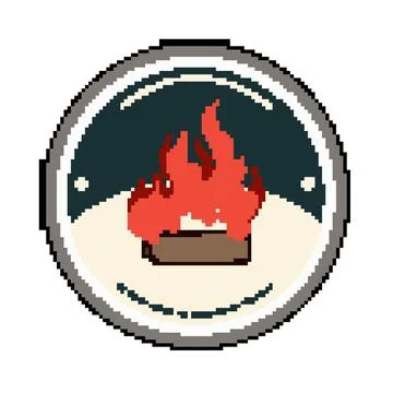 Patch retro bonfire badge pixel art vector illustration 스톡 일러스트