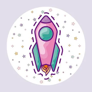 Patch of rocket startup icon Stock Illustration