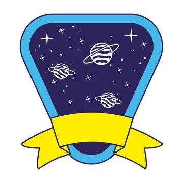 Patch with saturn on it over a white background Ilustración de archivo
