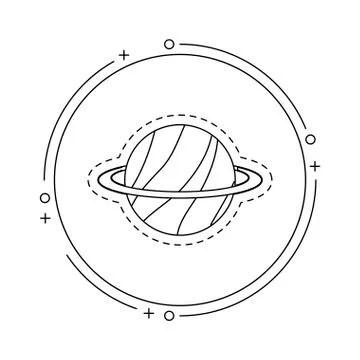 Patch of saturn planet in frame circular イラスト素材