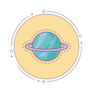 Patch of saturn planet in frame circular Stock Illustration