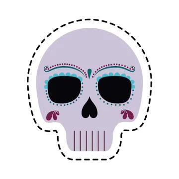 Patch of skull mexican isolated icon Stock Illustration