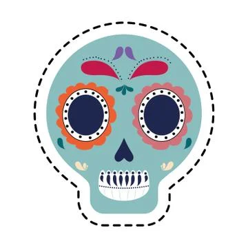 Patch of skull mexican isolated icon Stock Illustration