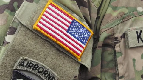 Patch on the sleeve of the American paratrooper 2 Stock Footage 49769065