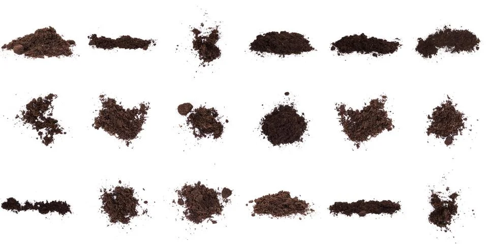 Patch of soil or mud isolated on white background Fotos de archivo