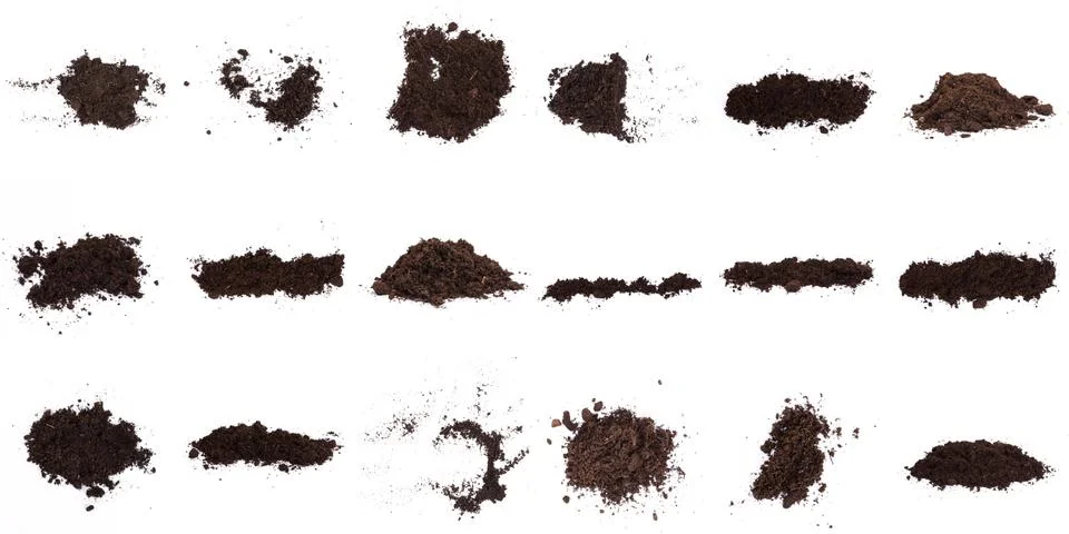 Patch of soil or mud isolated on white background Fotos de archivo