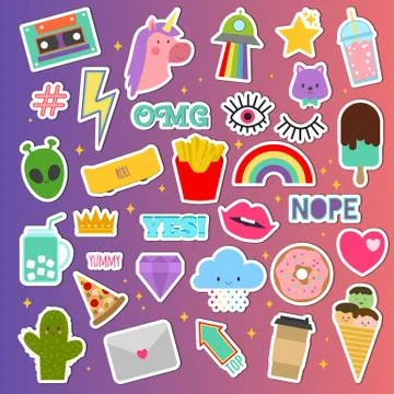 Patch stickers vector sticky patching badge or embroidery for patchwork Stock Illustration