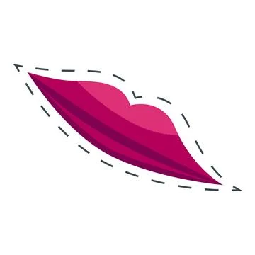 Patch style illustration of magenta lips showing a kissing gesture Stock Illustration