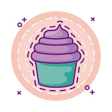 Patch of sweet cupcake icon Stock Illustration