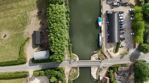 The Patch swingbridge over the Gloucester and Sharpness Canal, UK Stock Footage 313481242