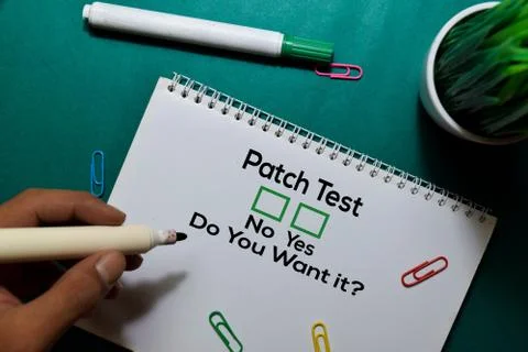 Patch Test, Do You Want it? Yes or No. On office desk background Stock Photos