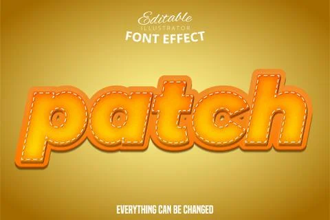 Patch text, 3d orange and yellow editable font effect Stock Illustration