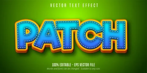 Patch text, cartoon style editable text effect Stock Illustration