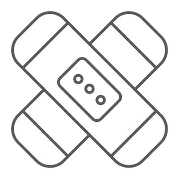 Patch thin line icon, plaster and aid, medical bandage sign, vector graphics, a Illustrazione stock