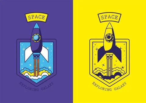 Patch of a two spaceship Illustrazione stock