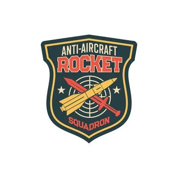 Patch on uniform with rocket squad, target sword Stock Illustration